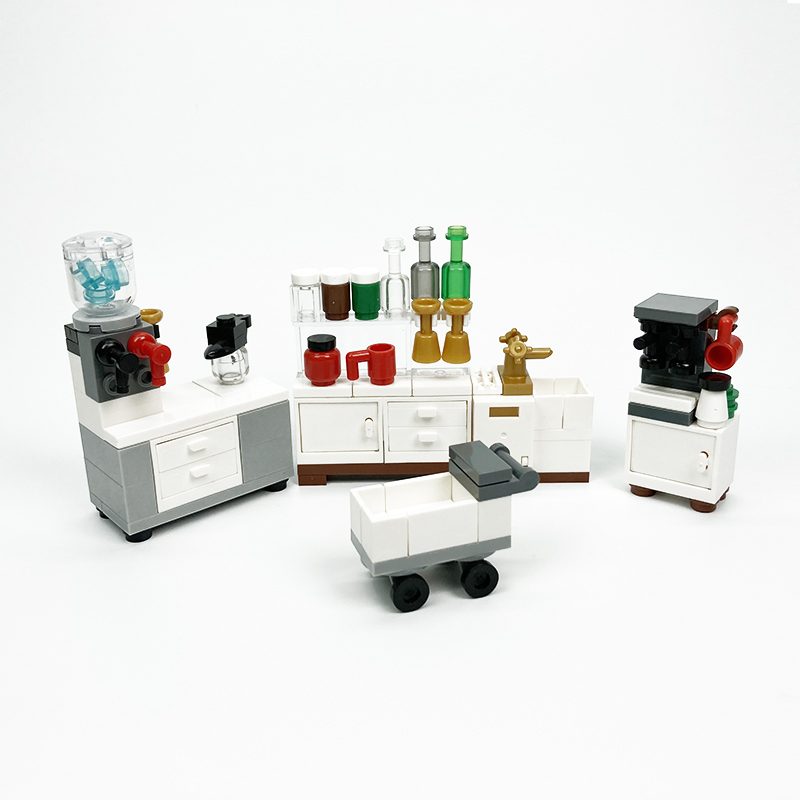 Kitchen Appliances Cabinet - MOC block mainan kreatif peralatan dapur