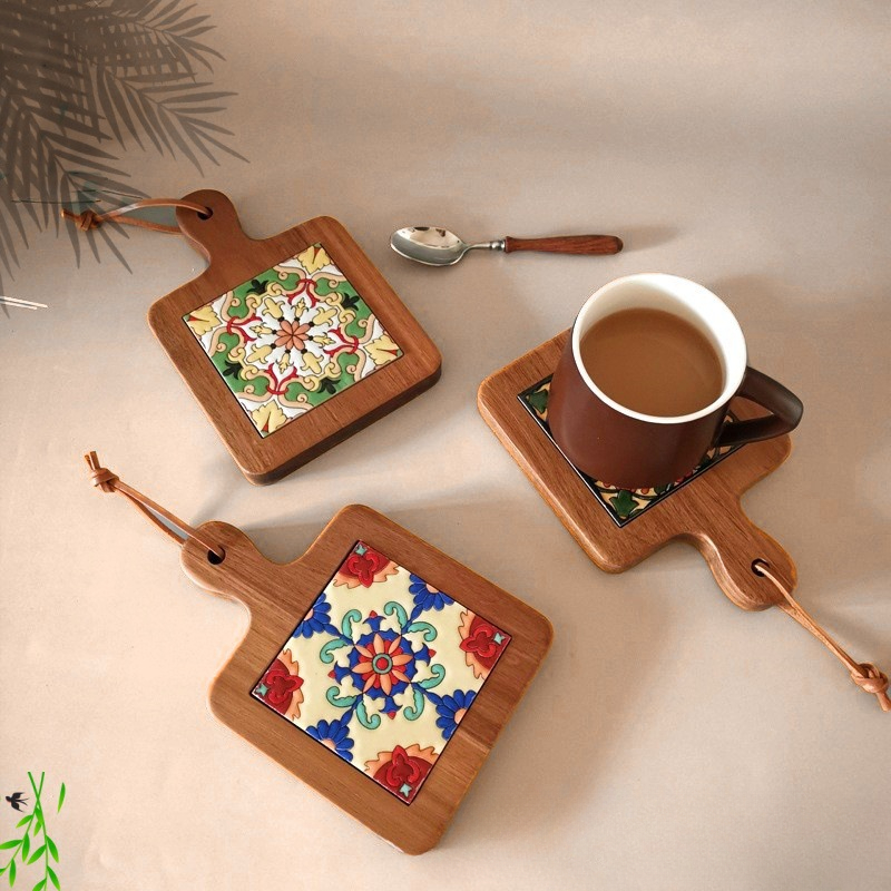 Kitchen Appliances Vintage - Tikar panci tangan bata bunga kayu