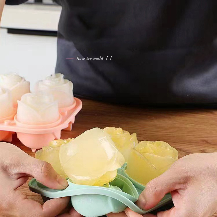 Cetakan es mawar 3D 4 lubang b - Kitchen Appliances And Utensils ulasan dan harga