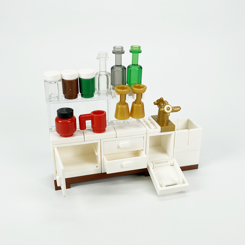 MOC block mainan kreatif peral - Kitchen Appliances Cabinet ulasan dan harga