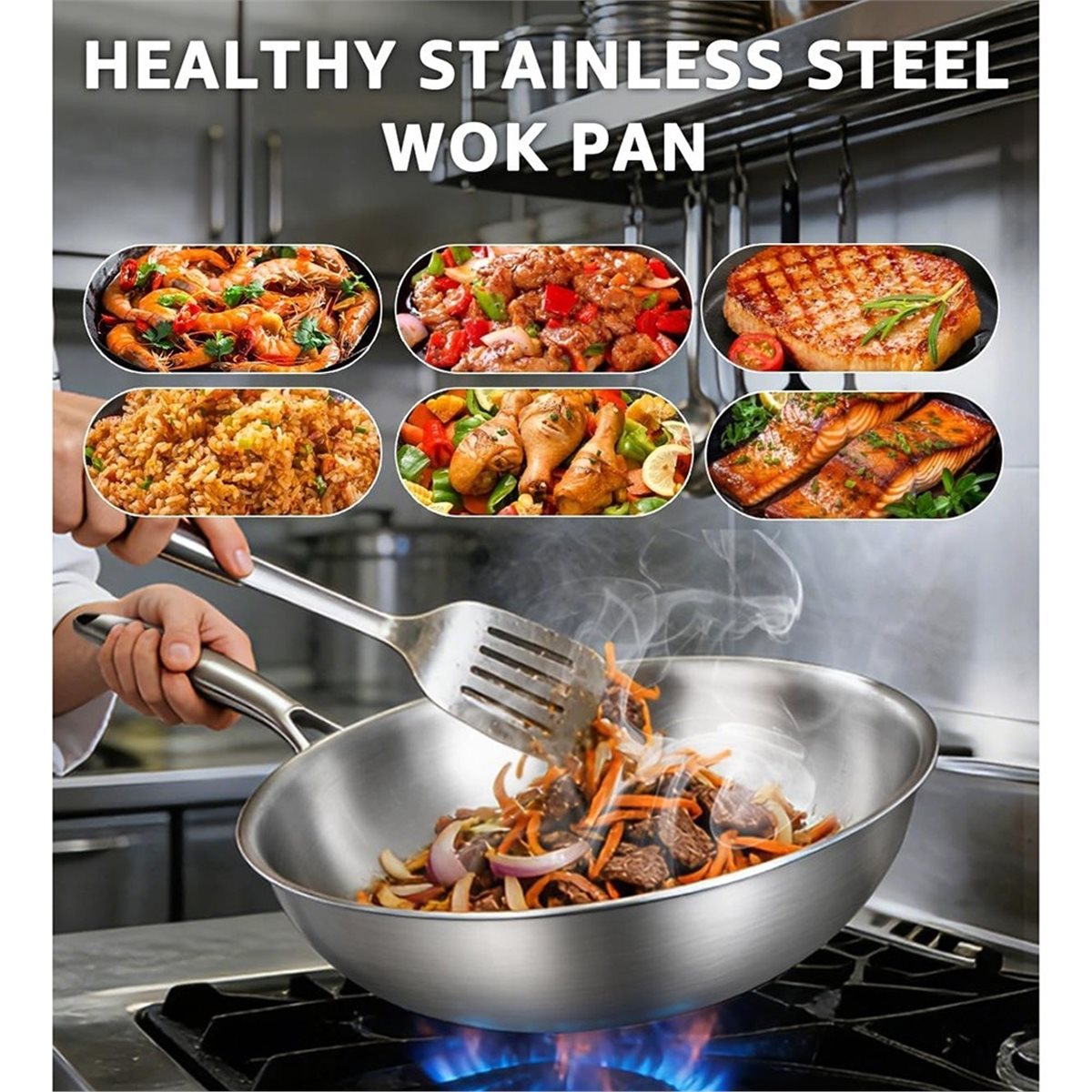 Wajan Wok Stainless Steel Tri- - Wok Electric Flat ulasan dan harga